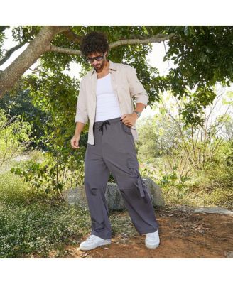 Men's Moon Grey Checkered Baggy Cargo Pants