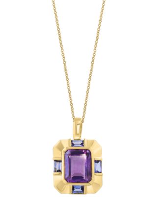 EFFY&reg; Amethyst (6-1/2 ct. t.w.) & Tanzanite (1-3/8 ct. t.w.) Pendant Necklace in 14k Gold-Plated Silver, 17" + 1" extender