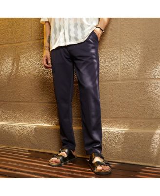 Men's Navy Blue Micro-Waffle Chino Trousers