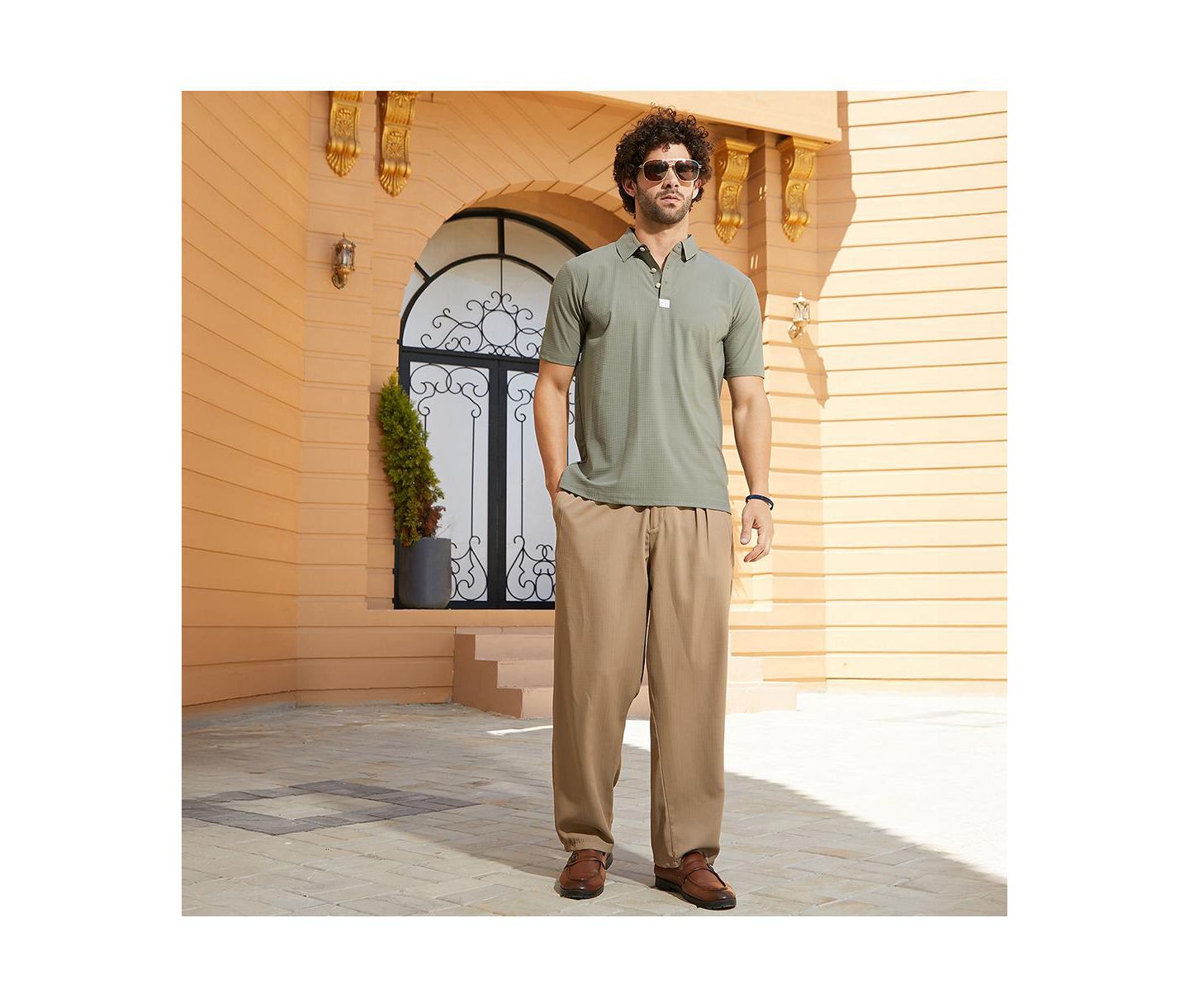 Мужская футболка Cahoot Campus Sutra Olive Green Seamless Cuboid Polo, цвет: Зелёный — фото 3