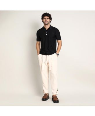 Men's Obsidian Black Seamless Solid Polo T-Shirt