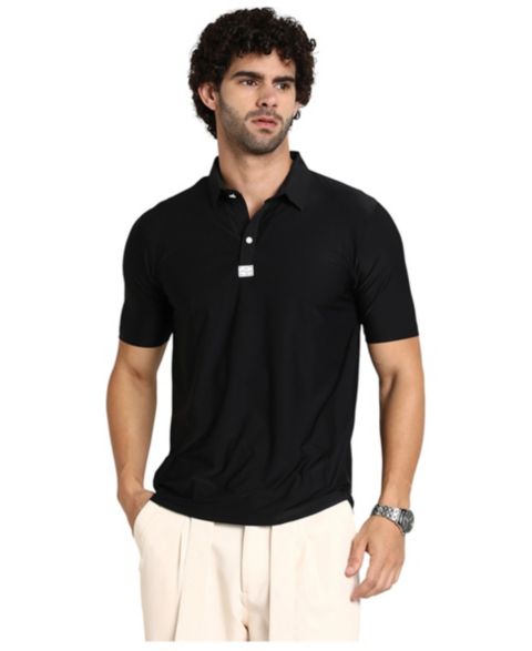 Мужская футболка Cahoot Obsidian Black Seamless Solid Polo, цвет: Чёрный