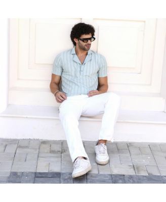 Men's Mint Green Wicker-Tactile Polo T-Shirt