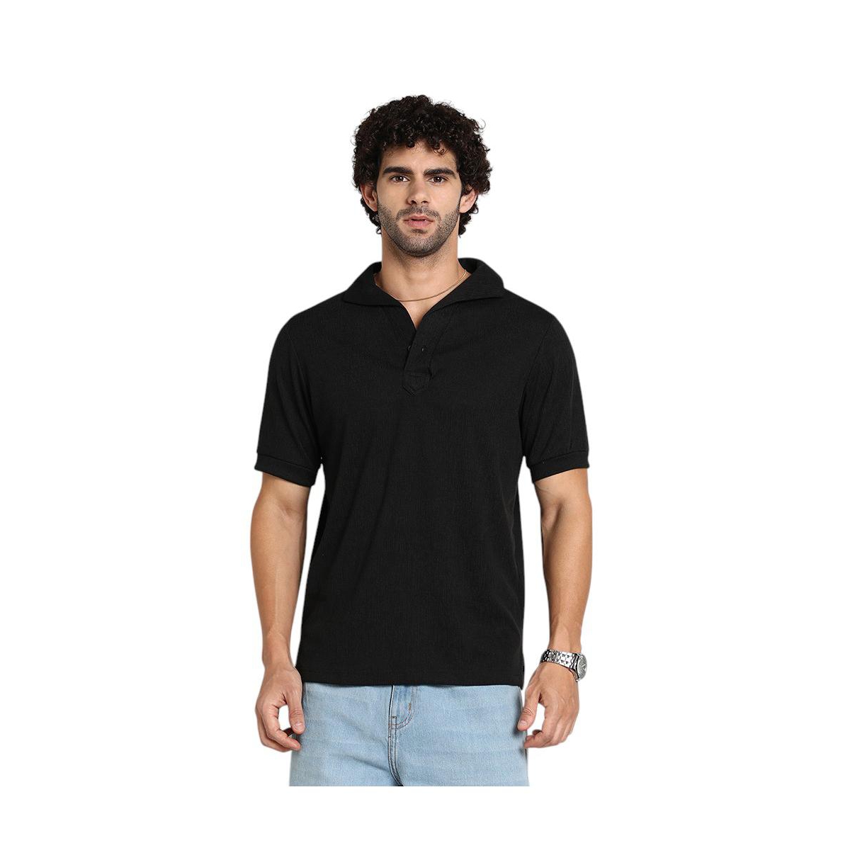 Men's Onyx Black Tactitle Spread-Polo T-Shirt - Black