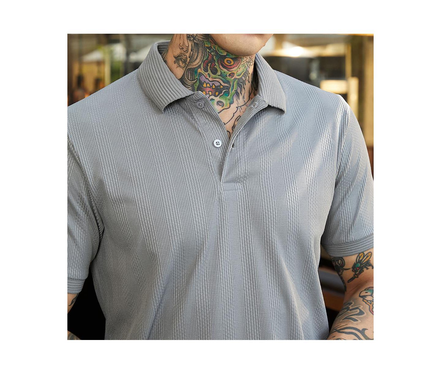 Мужская футболка Cahoot Campus Sutra Coin Grey Ribbed -Tactile Polo, цвет: Серый — фото 7
