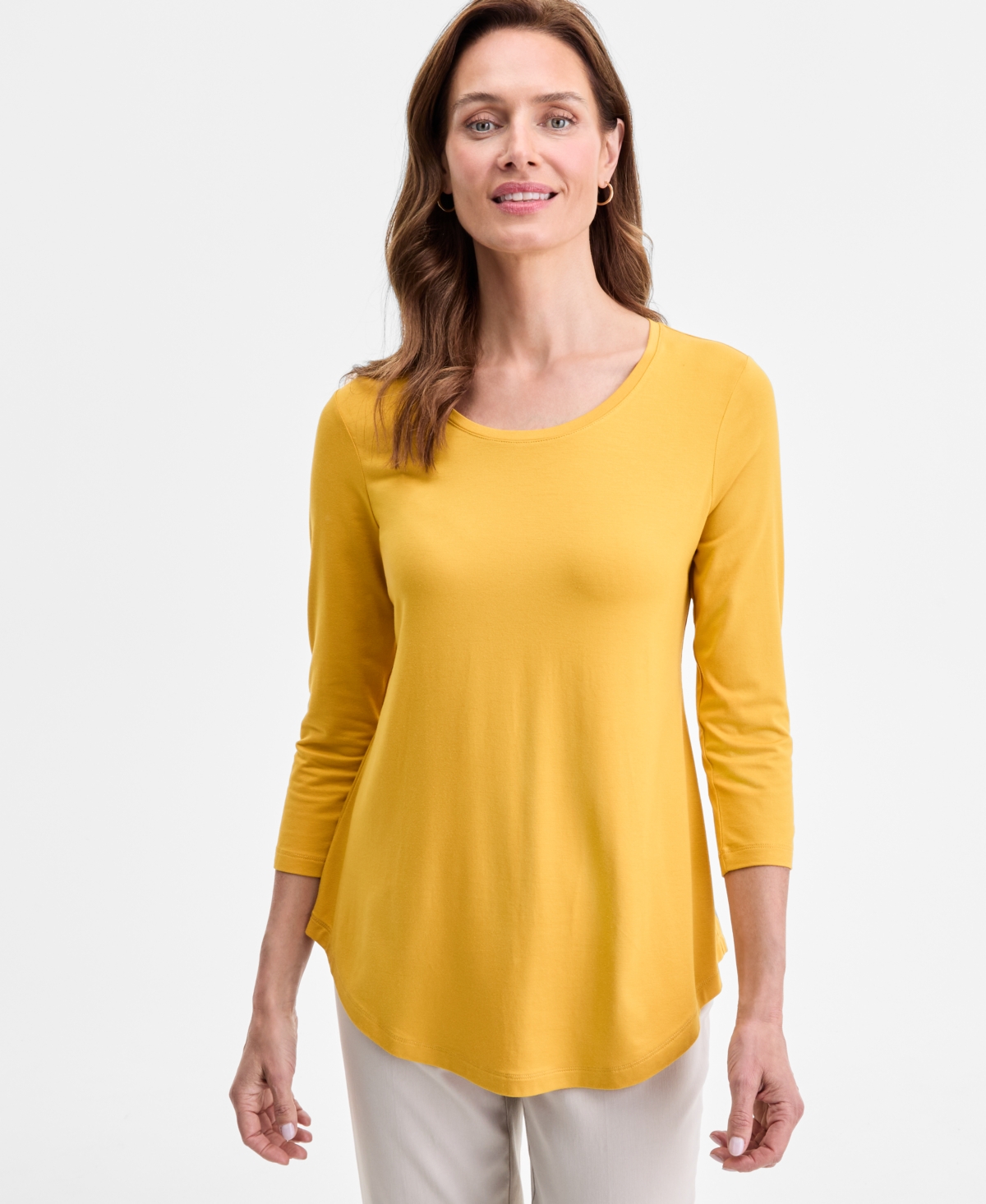 Jm Collection Petite Scoop-neck Tunic Top, Exclusively At Macy's In Yellow