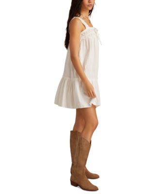 Women's Lace-Trim Cotton Sleeveless Mini Dress