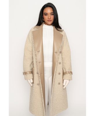 Women's Sherpa And Faux Leather Coat