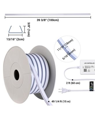 50FT RGB Neon Rope Lights with 2" Plastic U Channel System 10PCS,APP & Remote Control AC 110V Waterproof Cuttable DEL-D1M50R