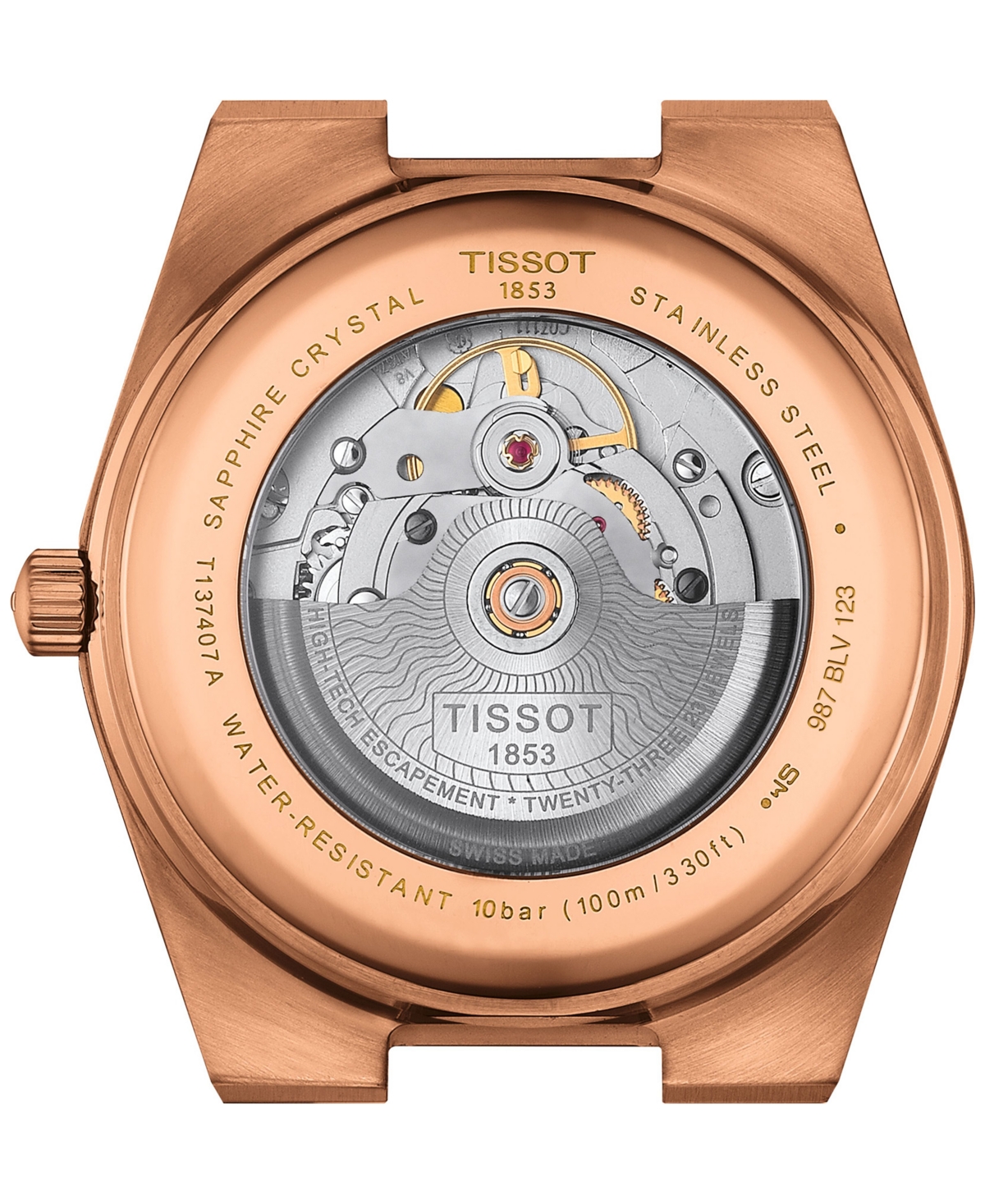 Tissot Men's Swiss Automatic Prx Powermatic 80 Rose Gold Pvd Stainless Steel Bracelet Watch 40mm