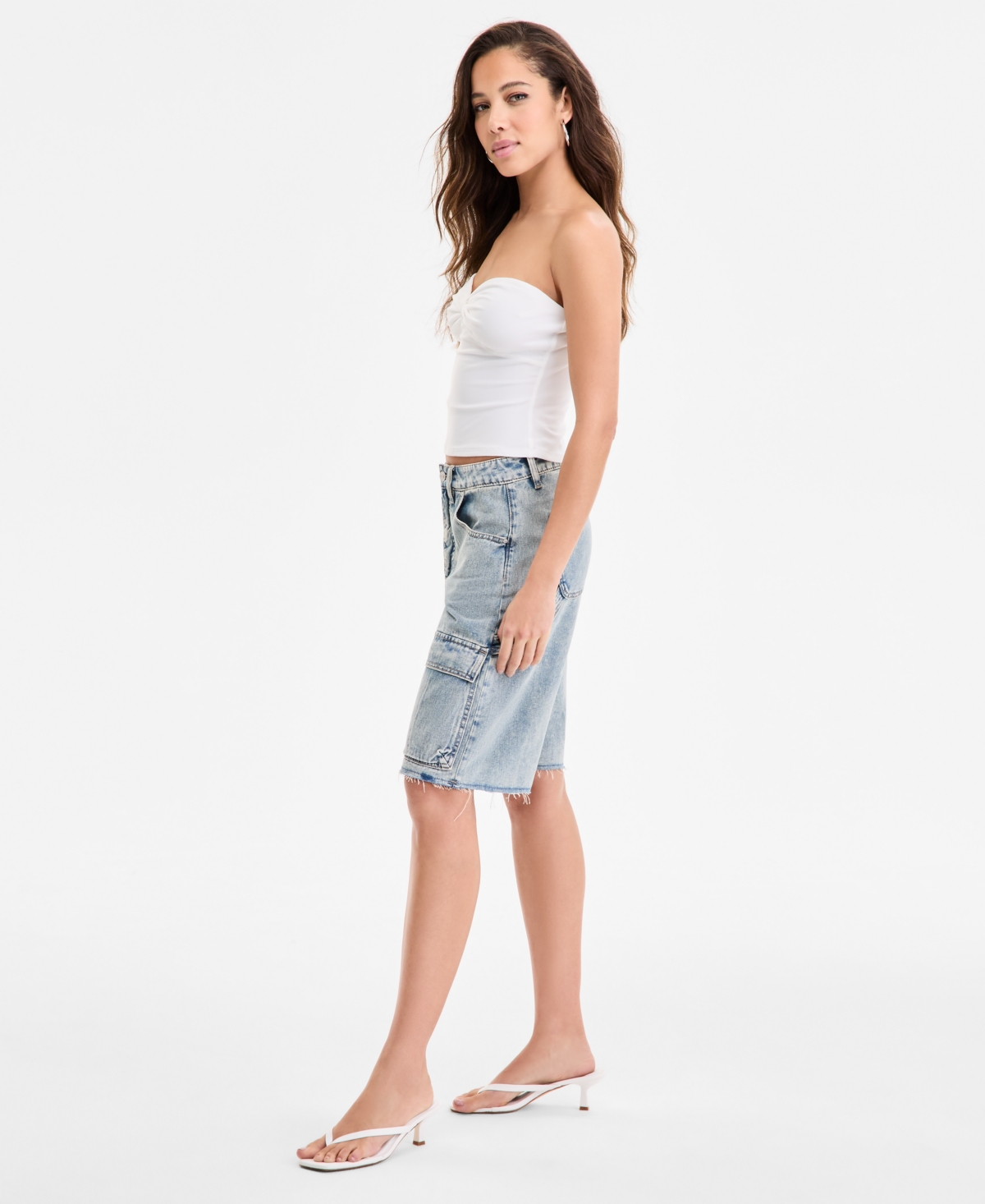 Bariii Bar Iii Women's Denim Cargo Shorts, Exclusively At Macy's