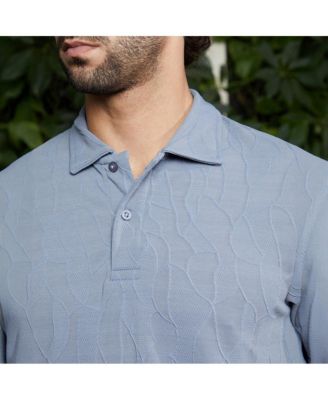 Men's Powder Blue Veined-Tactile Polo T-Shirt