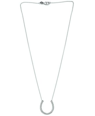 Diamond Horseshoe 18" Pendant Necklace (1/8 ct. t.w.) in Sterling Silver or 14k Gold-Plated Sterling silver
