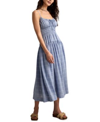 Women's Printed Smocked-Waist Sleeveless Midi Dress 