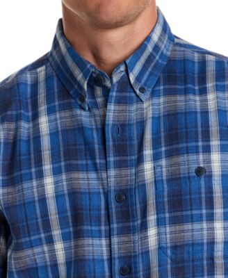 Men's Long Sleeve Button-Down Burnout Plaid Flannel Shirt