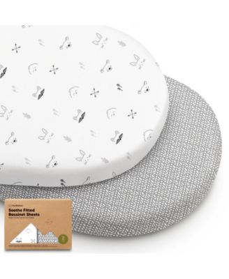 Bassinet Sheet for Baby Girls, Boys, 2-Pack Soothe Bassinet Fitted Sheets, Bedside Bassinet Mattress Sheet
