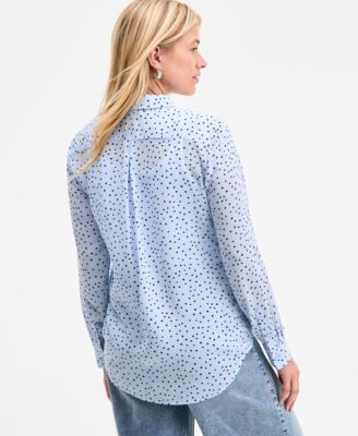 Women's Printed Silky Button-Front Shirt, Exclusively at Macy's