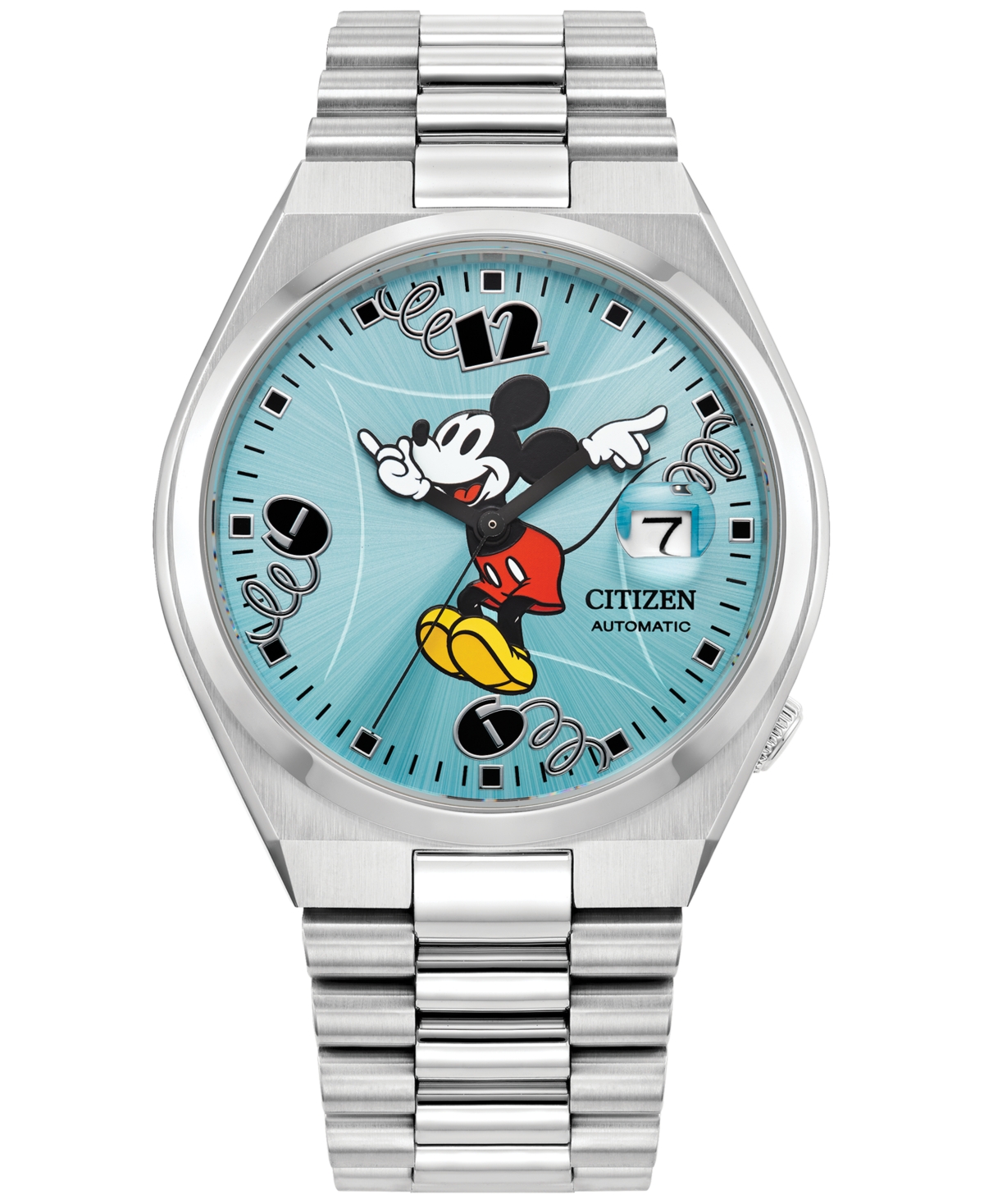 Men's Automatic Disney Mickey Mouse Stainless Steel Bracelet Watch 40mm - Silver-tone