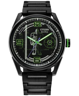 Citizen - Men's Marvel Hulk Green Goliath Black-Tone Stainless Steel Bracelet Watch 42mm