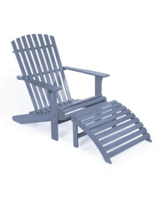 Saranac 2-Piece Traditional Rustic Acacia Wood Adirondack Chair with Detachable Ottoman