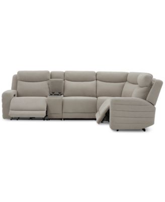 Kristyan 5-Pc. Fabric Sectional with 2 Power Recliners and Console, Exclusively at Macy's