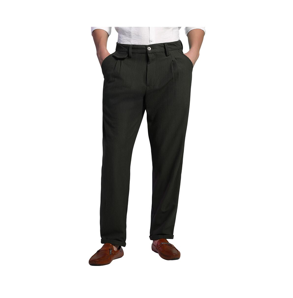 Men's Midnight Black Corduroy Tailored Trousers - Black