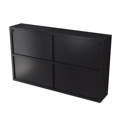 Four-door Glass Storage Cabinet (Black)