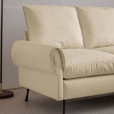 Streamdale Modern Technical Leather Sofa with Reversible Chaise Lounge