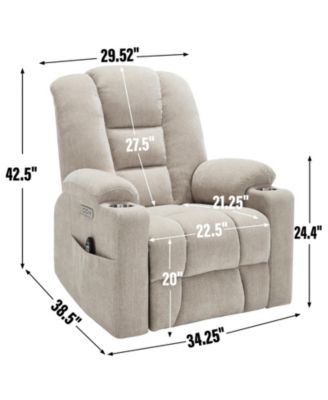 Power Lift Recliner w/ Massage & Heat, USB, Cup Holders - Beige