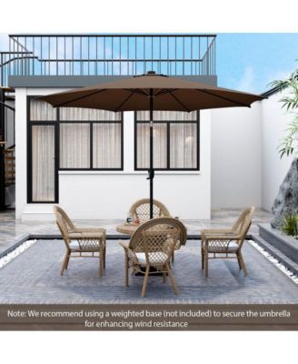 10 Feet Patio Umbrella with 112 Solar Lights and Crank Handle