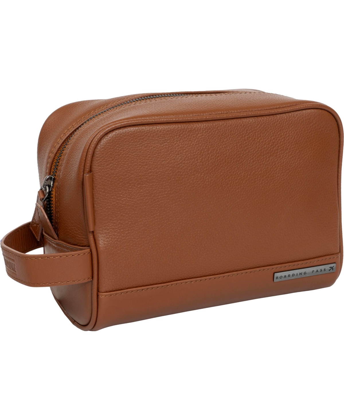 The Hey Handsome Pebble Grain Genuine Leather Toiletry Dopp Kit - British tan