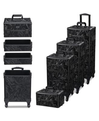 3-Piece Makeup Train Cases Cosmetic Organizer Kit Wheel CB Dusk