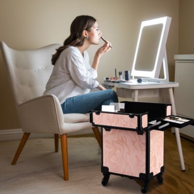 3-Piece Makeup Train Cases Cosmetic Organizer Kit Wheel CB Dusk