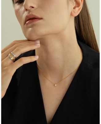 Sterling Silver 18k Gold Plated Single Round Pendant Margot Necklace & Stud Earrings Set