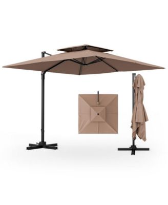 Cantilever Patio Umbrella with 360° Rotation and Double Top