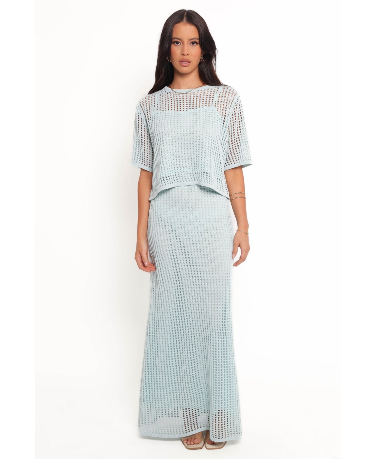 Women's Kinnie Knit Skirt Set - Light blue