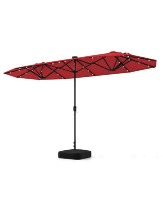 13feet Double-sided Patio Umbrella with Solar Lights for Garden Pool Backyard