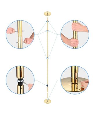 12 FT Spinning Static Dancing Pole Kit w/ Extensions Fitness Dance Exercise Gold