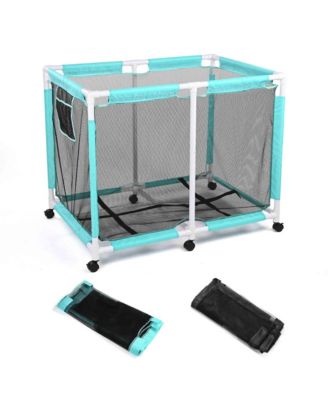 Mesh Pool Storage Bin Extra Large PVC Framed Waterproof 6 Wheels with Black Net Cover Replacement