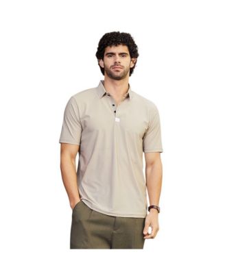 Men's Sand Beige Seamless Waffle Polo T-Shirt