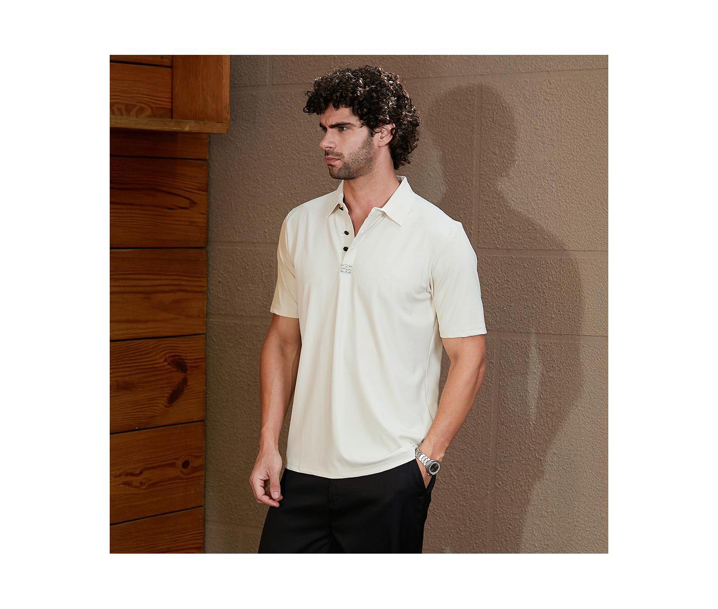 Мужская футболка Cahoot Campus Sutra Off-White Seamless Waffle Polo, цвет: Белый — фото 6