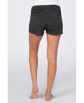 Black Ruched Side Maternity Lounge Shorts