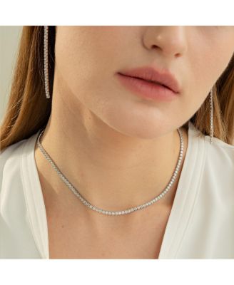 Sterling Silver Cherie Tennis Bracelet, Necklace & Drop Earrings Set