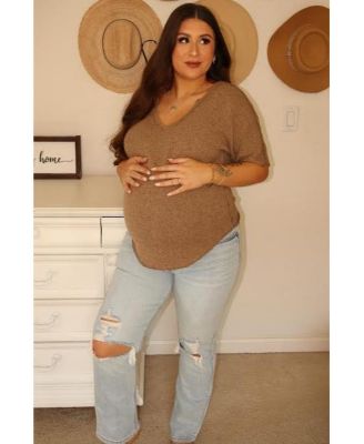 Maternity Light Blue Distressed Knee Jeans