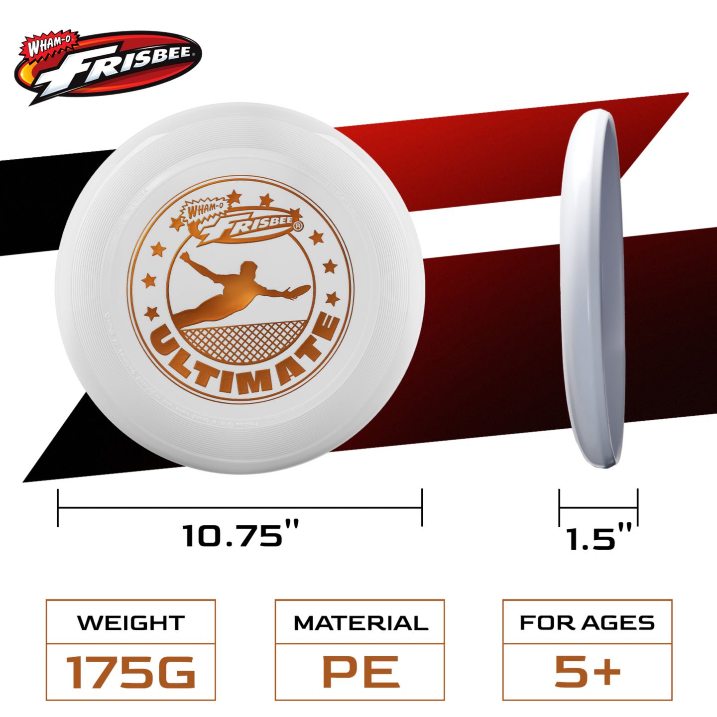 Детские игрушки Wham-o Frisbee Official Ultimate 175g Flying Disc, 10.75 Inch, Professional Training, for Competition and Outdoor Fun - 2 Pack, цвет: Белый / Оранжевый, вариант 1 — фото 2