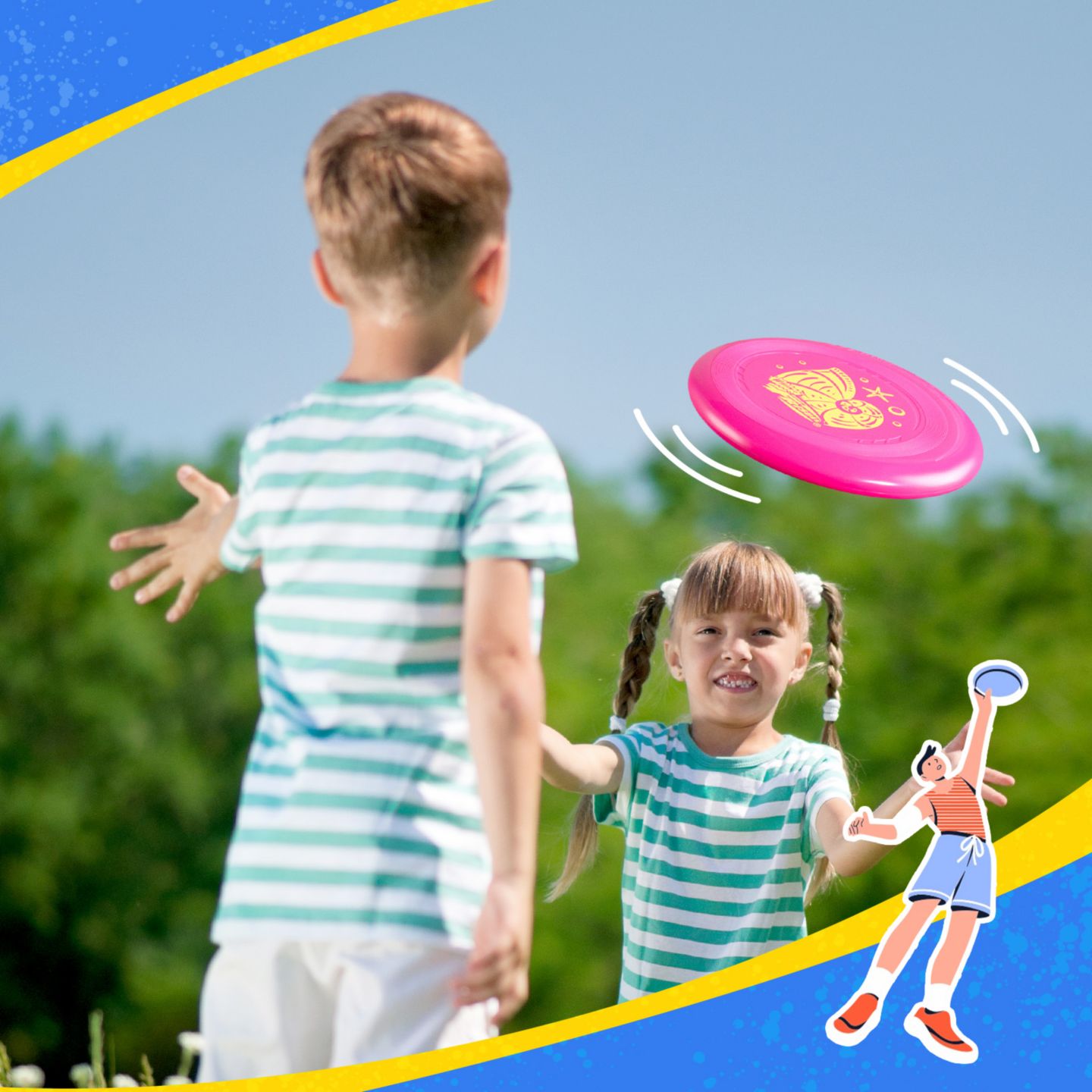 Детские игрушки Wham-o Frisbee Go 4 Pack Flying Disc, 9 Inch Lightweight Colorful Toy Set for Beginners Outdoor Game - 70g, цвет: Синий / Жёлтый — фото 6