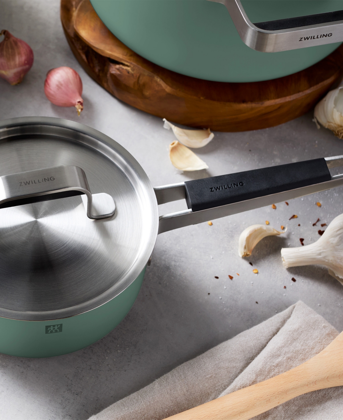 Zwilling Pure 8-pc Stainless Steel Cookware Set In Green