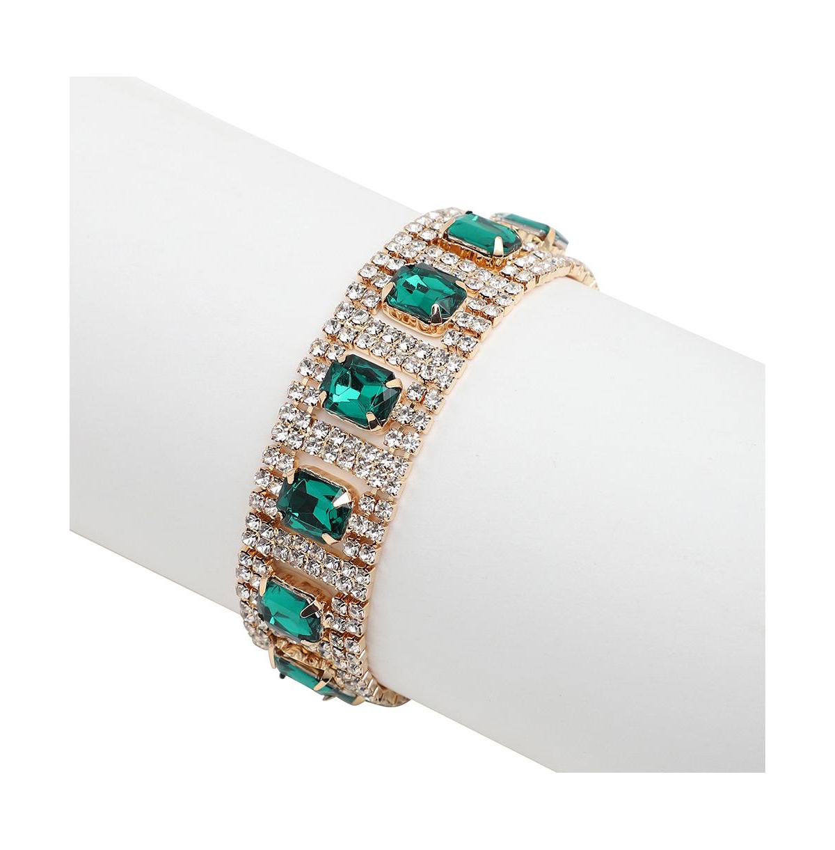 Gold-Plated Stones Bracelet - Green