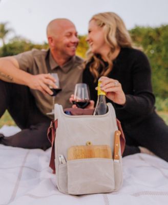2 Bottle Wine and Cheese Board Cooler Tote Bag Set