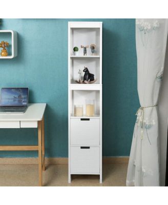 5-Tier Multifunctional Bathroom Floor Cabine Storage with 2 Drawers